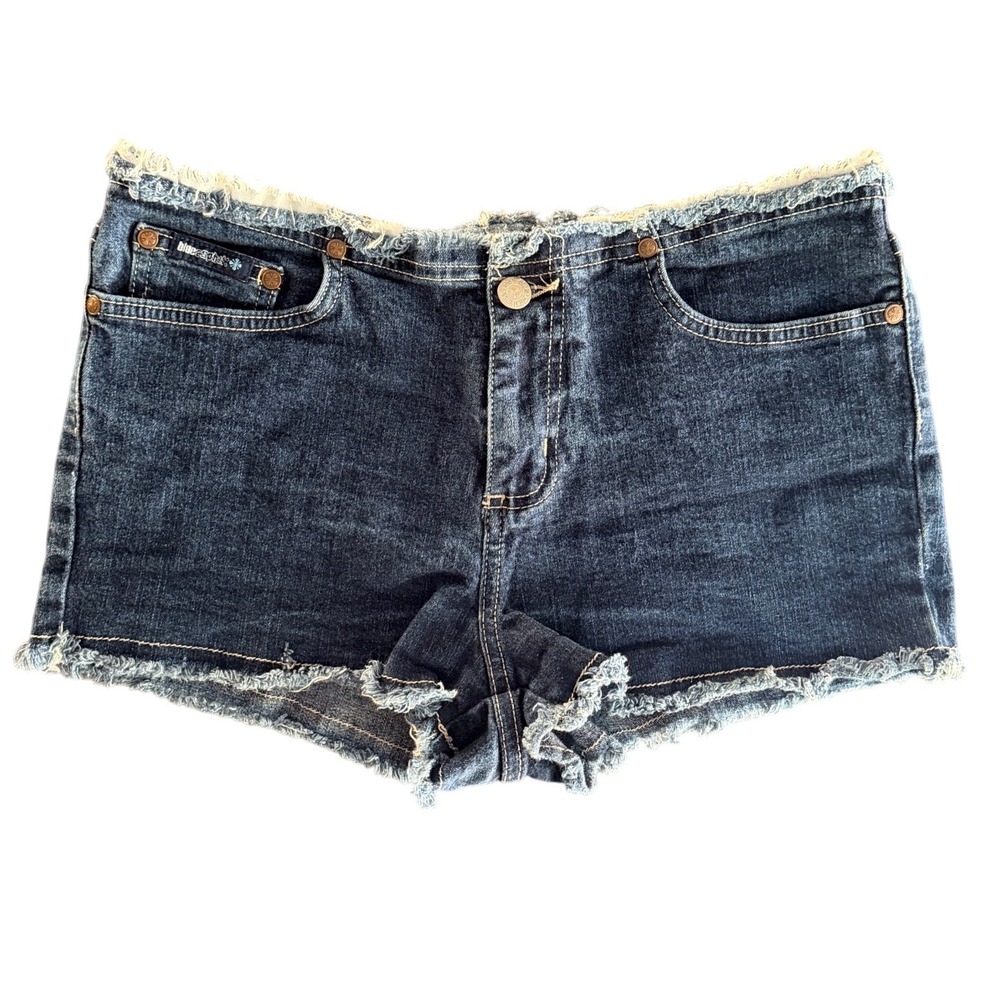 Blue Asphalt Dark Denim Shorts Womens Frayed Cutoff Size 5